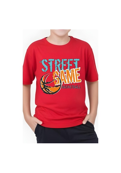 Panios Kids Street Baskılı Erkek Çocuk Yuvarlak Yaka Kısa Kollu T-shirt Kırmızı