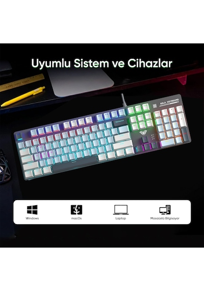 Aula S500 Blue Switch Rgb Makrolu Kablolu Gaming Mekanik Oyuncu Klavyesi Mavi