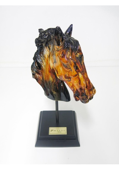MİSSİ ÖZEL EL YAPIMI DEKORATİF AMBER AT BÜST/HEYKEL
