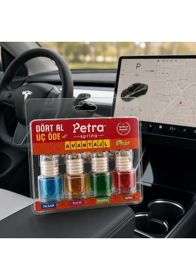 Petra 4'lü Araç Kokusu Seti - Uzun Süre Etkili Ocean, Tutti, Forest Ve Aura