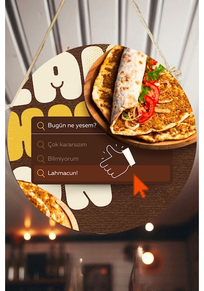Lahmacun Salonu İçin Duvar, Kapı, Çift Taraflı Askılı Pano Karşılama Tabelası, Restoran Tablo Süsü