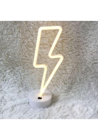 Hobibahçem Dekoratif Şimşek Şeklinde Pilli Neon Led Lamba Süs Masa Lambası Renkli