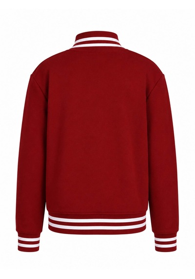 Trender Düğmeli A Baskı 3 İp Kolej Bordo Erkek Çocuk Sweatshirt 8088