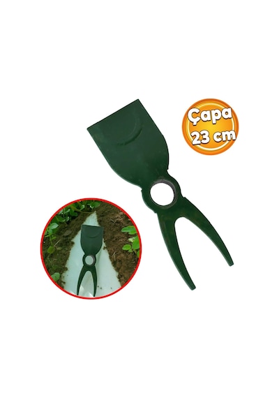 Badem10 Metal Çapa Bahçe Çapası Çift Taraflı Çatallı Düz Hobi Çapa 23 Cm Demir Döküm
