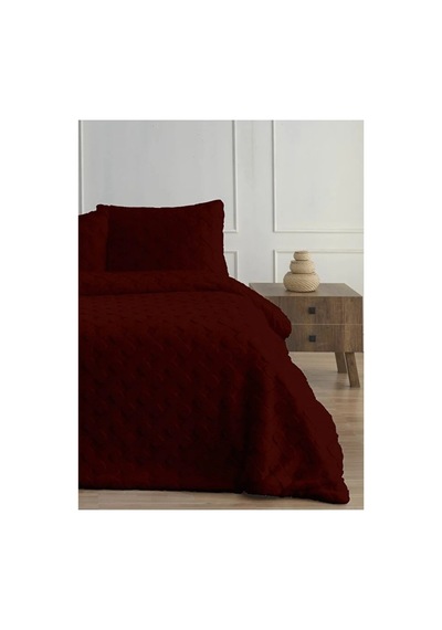 Ak Home Textile Diamond 3 Parça Pietra Çift Kişilik Kürk Comforter Yorgan Seti - 220x240 Cm - Orijinal Çantalı Bordo