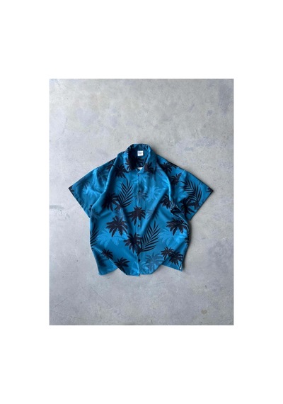 More Black Blue Palm Desenli Dubble Hürrem Kumaş Oversize Gömlek Çok Renkli