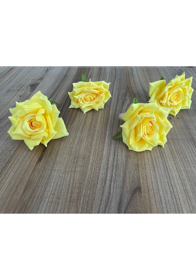 4'lü Sarı Güllü El Yapımı Peçete Halkası Dekoratif Peçete Yüzüğü Diğer