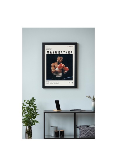 Floyd Mayweather Ahşap Çerçeveli Poster Tablo Şampiyon Boks Tasarım Siyah