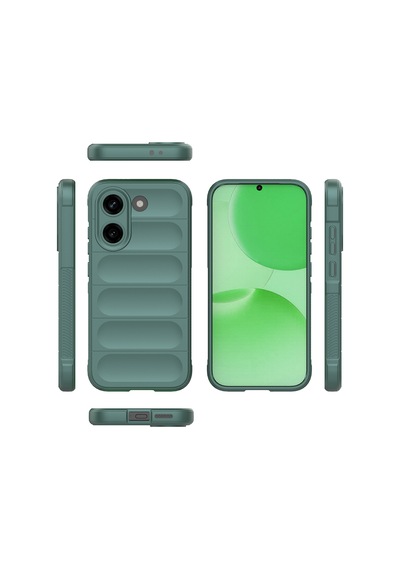 Xiaomi Poco X8 Pro Uyumlu Kılıf Esnek Tpu Oyuklu Arka Yüzey Tasarımlı Silikon Kapak Koyu Yeşil