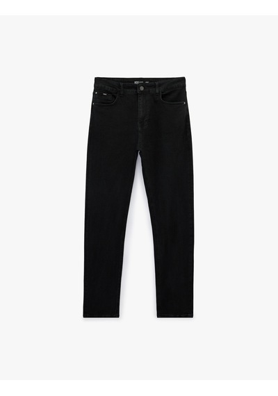 Koton Normal Bel Cepli Pamuklu Slim Fit Jean Pantolon - Brad Jean Siyah 6sam40277nd