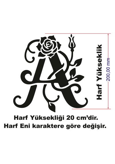 Stencil Harf Boyama Şablonu X050 Harf Yüksekliği 20 Cm