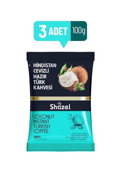 Shazel Hindistan Cevizli Hazır Türk Kahvesi 3 x 100 G