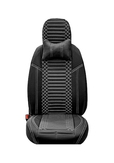 Dacia Sandero Stepway Uyumlu Lüks Deri Oto Koltuk Kılıfı Ön Arka Takım Siyah Beyaz Exc