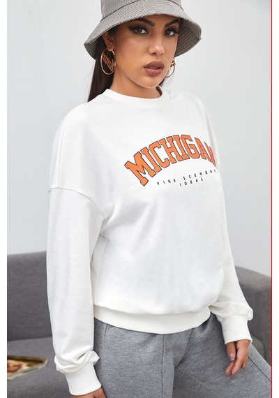 Madmext Mad Girls Beyaz Sweatshirt Mg785 Beyaz
