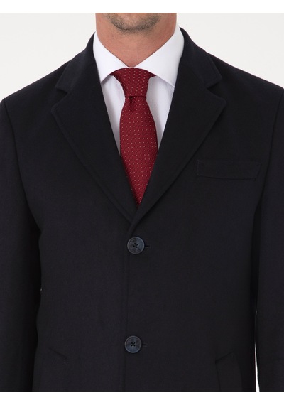 Cacharel Lacivert Ex Slim Fit Yün Karışımlı Palto