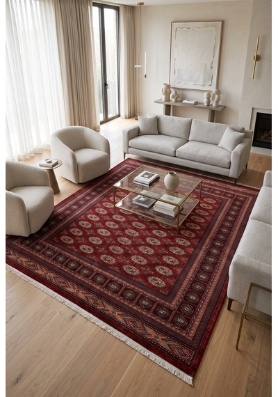 Asya Etnik Desenli Saçaklı Salon Oturma Odası Halısı 70174-10 Çok Renkli