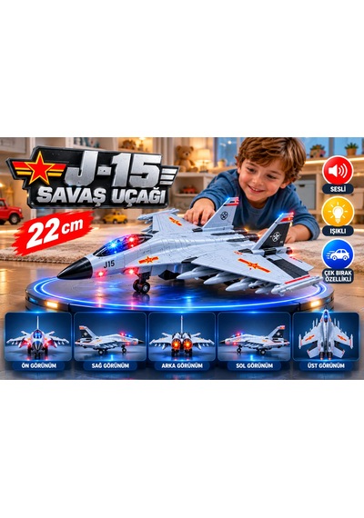 J15 Metal Uçak Flying Shark Fighter Air Force Sesli-ışıklı Çek-bırak 5. Nesil Savaş Uçağı 22 Cm
