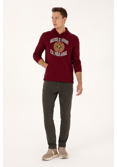 U.S. Polo Assn. Erkek Regular Fit Kapüşonlu Şardonlu Bordo Sweatshirt 50308999-VR014