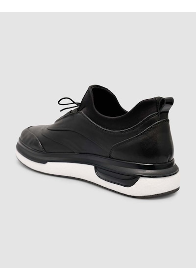 Hakiki Deri Siyah Erkek Günlük Sneaker Siyah