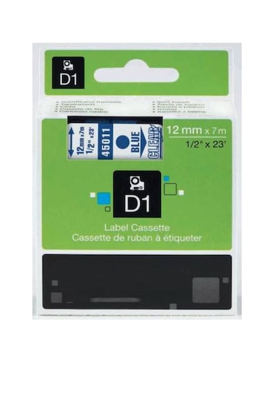 Tonersepeti Dymo 45011 Şeffaf Üzerine Mavi 12mm/7m Muadil Etiket 30