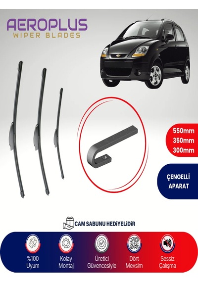 Aeroplus Chevrolet Spark Ön Arka Muz Silecek Takımı 2005-2010