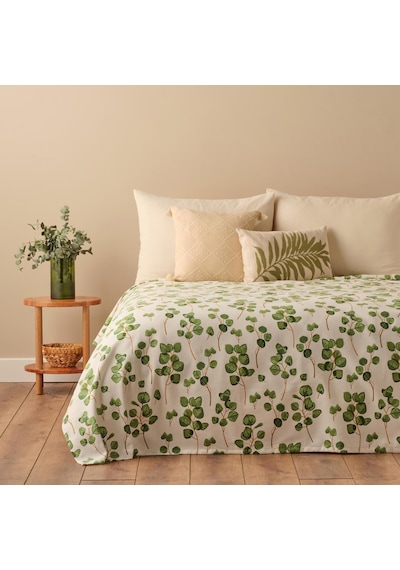 Bella Maison Ocaliptus Pamuklu Tek Kişilik Baskılı Pike Yeşil 150x220 CM Yeşil