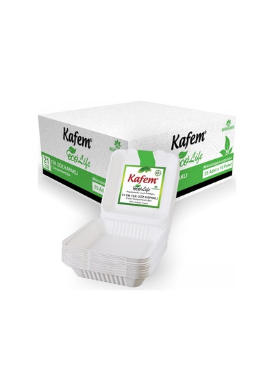 Kafem Ekolojik TekGöz Kapaklı Karton Tabak 25 li x 10 Paket (Koli)