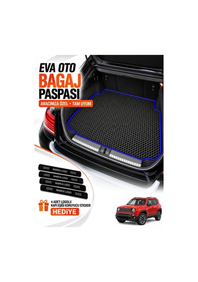 Jeep Renegade 2014-2018 Uyumlu Eva Bagaj Paspası Araca Özel Siyah-lacivert