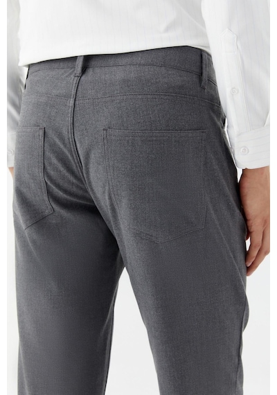 Sabri Özel Erkek Koyu Gri Dar Kesim Slim Fit Dokuma Yan Cep Jogger Pantolon