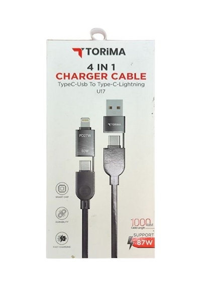 Torima 4-in-1 Şarj Kablosu Type-c, Usb & Lightning, 87w Hızlı Şarj 1 Adet