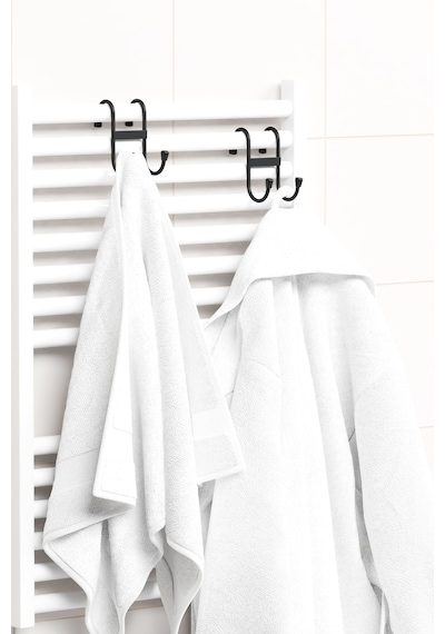 2 Adet Çift Kancalı Havlupan Askısı Banyo Mutfak Metal Askılık Havlupan Askı Organizer Siyah