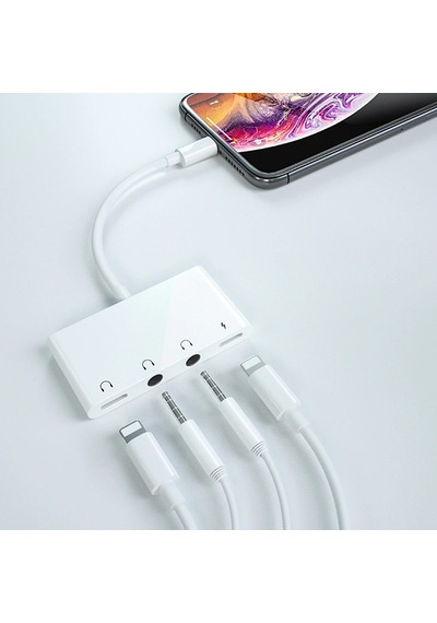 Ally Apple Uyumlu iPhone 11-11 Pro-XS-XR-7-8 4 In 1 OTG Ses Adaptörü Çift DC