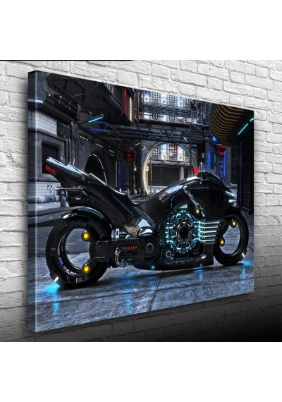 Siyah Futuristik Naked Motosiklet Kanvas Tablo 50 X 70