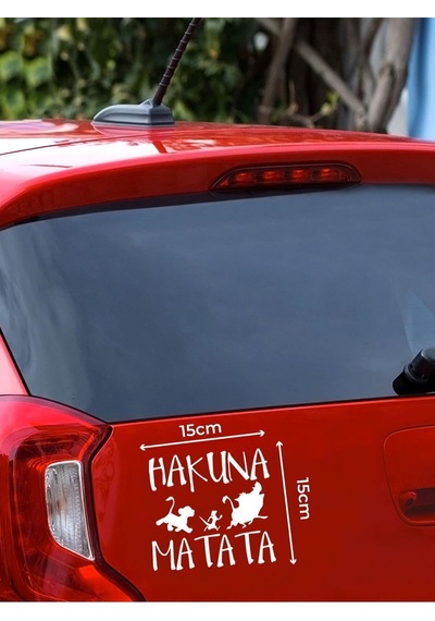 Hakuna Matata Oto Özel Yeni Sticker Beyaz 15 Cm