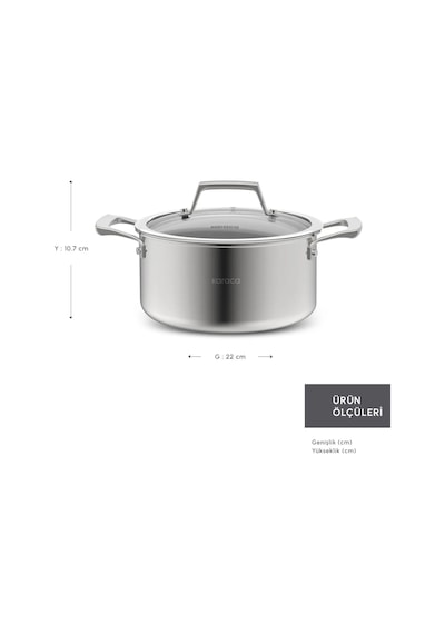 Karaca  Plasma Steel 3Ply İndüksiyon Tabanlı Çelik Tencere 22 Cm