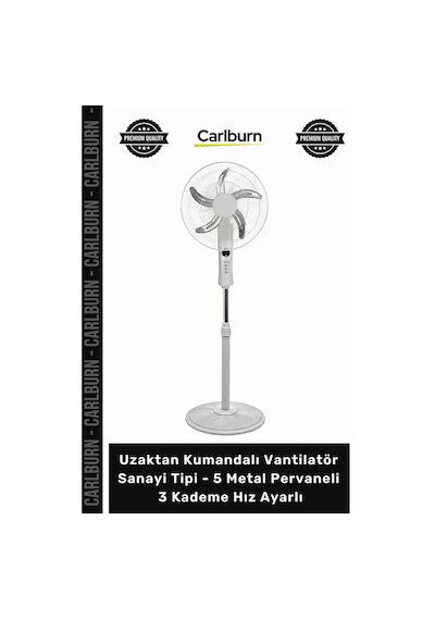 Vantilatör Uzaktan Kumandalı Vantilatör Sanayi Tipi 5 Metal Pervaneli 3 Kademe Hız Ayarlı