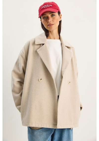 Shade Kadın Kruvaze Yaka Cep Detaylı Kaşe Blazer Ceket 60283757 - Bej