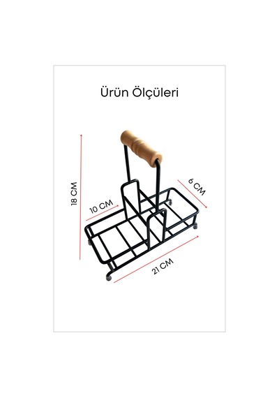 Grimorlife 2 Bölmeli Çok Amaçlı Ahşap Kulplu Metal Stand Banyo Düzenleyici Organizer Siyah