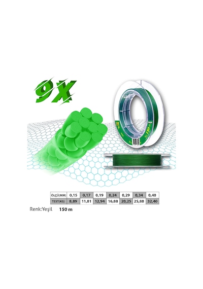 Mercan Platinum Pe 9X Örgü İp 150 M Yeşil Misina