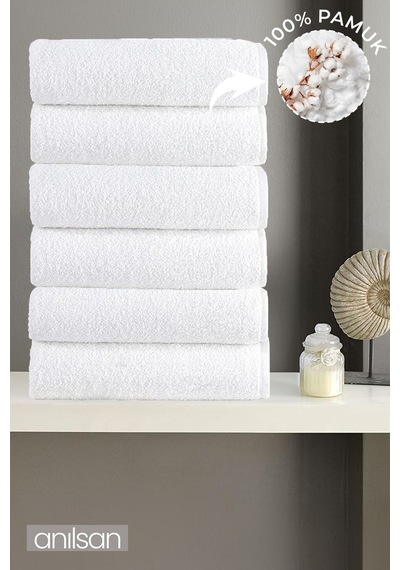 6'lı Beyaz Banyo Havlusu - 70x140 Cm, 490 Gr, %100pamuk, Spa Ve Otel Havlusu, Günlük Kullanıma Uygun Sarı