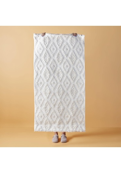 Bogota Geometrik Desenli%70 Pamuk%30 Polyester Kilim, Krem, 120x180 Cm