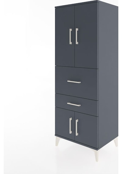 Hyperion Dolap 3 Raflı 2 Çekmeceli 4 Kapaklı 60x44x163 Antrasit-antrasit Antrasit
