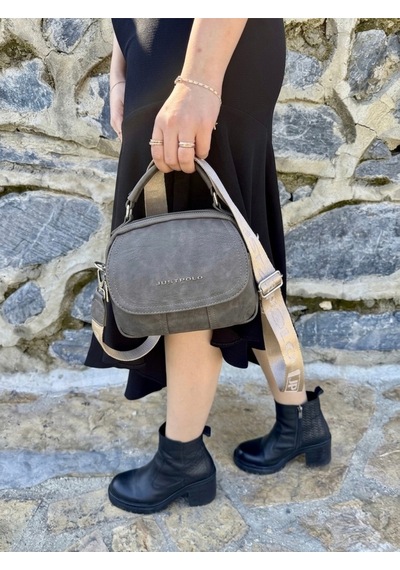 Just Polo Kadın Yeni Sezon Yumuşak Deri Şal Detaylı Ayarlanabilir Askılı Şık El Ve Omuz Çantası Shopper Gri