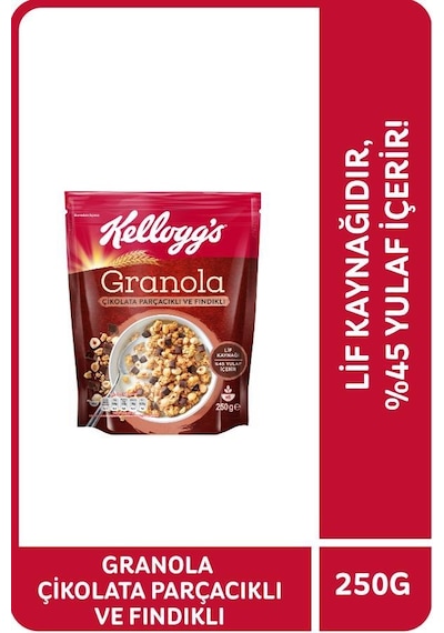Kellogg's Çikolata Parçacıklı ve Fındıklı Granola 250 G