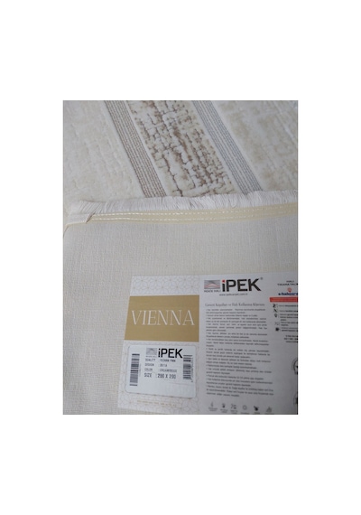 İpek Mekik Halı Vienna Serisi Akrilik Yün İplik Dokuma 200x290 6m2 Makina Halısı Krem Bej Gri