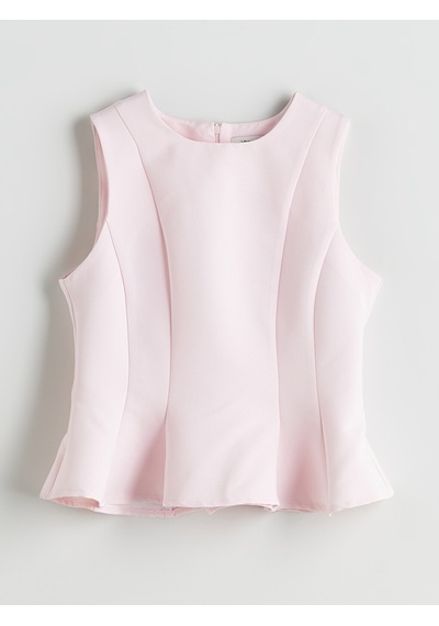 Lcw Vision Pembe Bisiklet Yaka Peplum Bluz