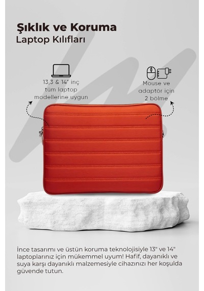 Mussen Laptop Kılıfı Su Geçirmez Macbook Neo Air Pro 13-14 İnç Turuncu Turuncu