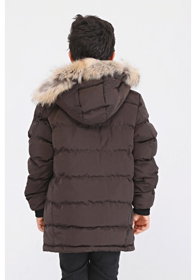 Natural Kürklü Erkek Çocuk Kaban 51237 Kahve