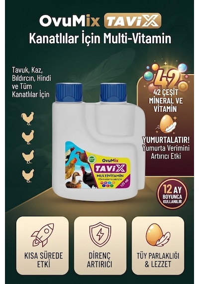 Ovumix Kanatlılar İçin Multi -vitamin Ve Tavuk Vitamini , Tavuk , Kaz , Bıldırcın ,hindi , Kek.lik125 Ml Yumurtlatır