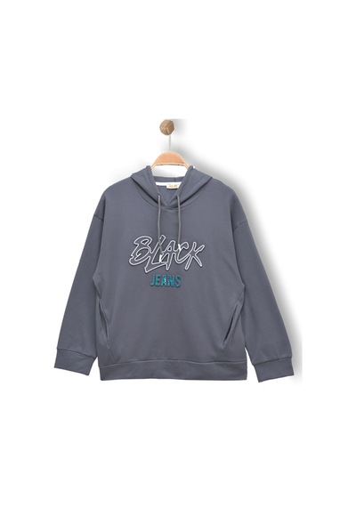 Alg Genç Boy Erkek 3d Gofre Baskılı Sweatshırt Gri